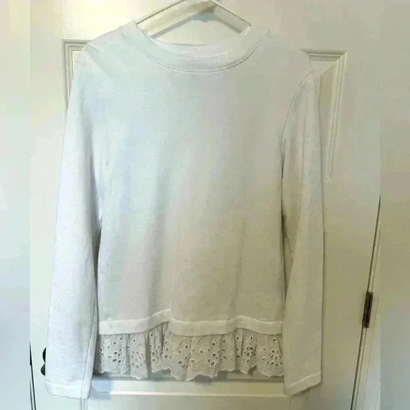 Banana Republic Women’s White  Crewneck Sweater with Lace Detailing Size Small - Picture 1 of 5
